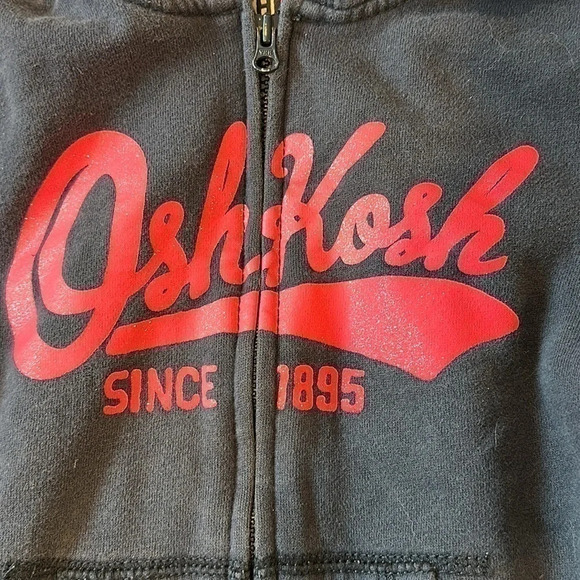 OshKosh B'gosh - Navy full zipped hoodie with pink/sparkle (slight) logo. Size 4 - Picture 3 of 4